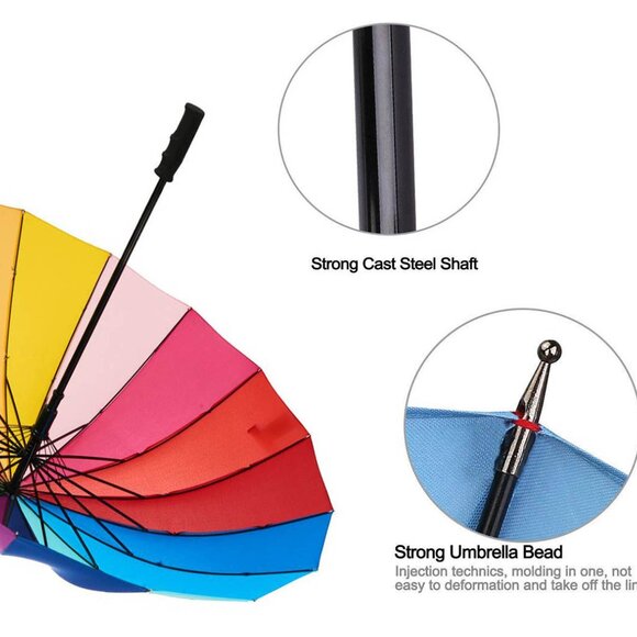 Variety To Go® 16K Large Windproof Rainbow Umbrella (Straight Handle) - Picture 7 of 7